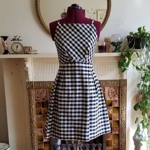 Vintage black and white checkered plaid dress